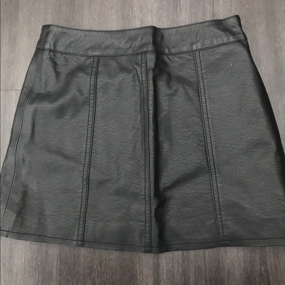 Faux Leather Button Skirt - Picture 2 of 3